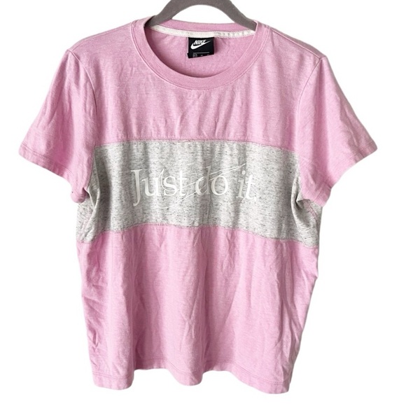 Nike Top Women's XL NSW Gym Vintage Pink Rise Just Do It Graphic T-Shirt Y2K - Picture 1 of 8